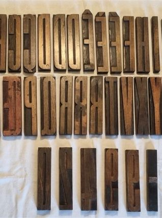 Lettres d’imprimerie en bois (vendues à l’unité)