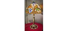 lampe ancienne bronze abat jour style tiffany pate de verre 
