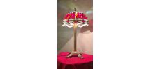 lampe ancienne bronze abat jour style tiffany pate de verre 