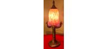 lampe bronze abat jour pate de verre signé eross de france n