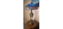 lampe bronze art nouveau 1900  abat jour verre vitrail 75x40