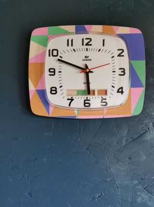 Horloge vintage pendule murale silencieuse années 70 Vedette