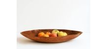 Grande coupe à fruits en bois brutaliste 