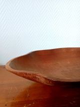 Grande coupe à fruits en bois brutaliste 