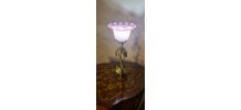 Lampe fer forgé patine bronze 1920 a 40 jolie tulipe pate de