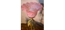 Lampe fer forgé patine bronze 1920 a 40 jolie tulipe pate de
