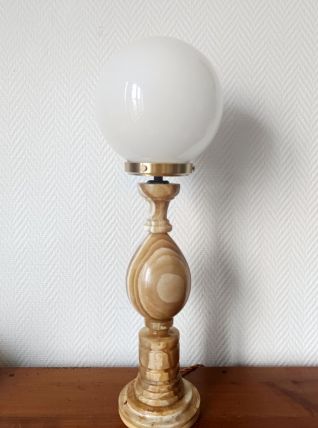 Grande lampe oeuf onyx et opaline 60 cm 