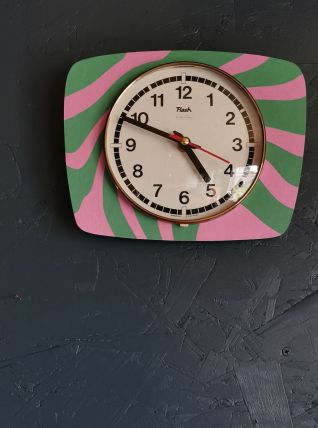 Horloge vintage pendule murale silencieuse "Rose vert"