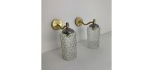 PAIRE D’ANCIENNES APPLIQUES EN VERRE BULLE VINTAGE