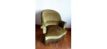 Fauteuil crapaud en velours vert art déco 