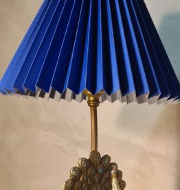 lampe paon acier et laiton style art nouveau,40x22 