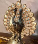 lampe paon acier et laiton style art nouveau,40x22 