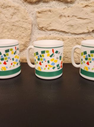Lot de 3 tasses “8 à huit” – vintage graphique