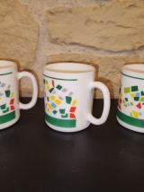 Lot de 3 tasses “8 à huit” – vintage graphique
