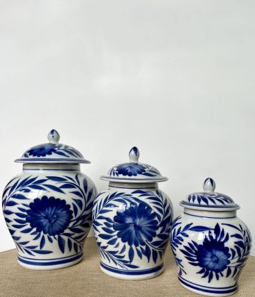 3 pots couverts céramique asiatique vintage