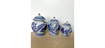 3 pots couverts céramique asiatique vintage