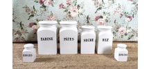 Lot de 6 pots de conservation alimentaire en faïence 