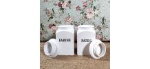 Lot de 6 pots de conservation alimentaire en faïence 