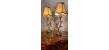 lampe style art nouveau bronze 34x14 abat jour soie doublé; 