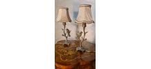 lampe style art nouveau bronze 34x14 abat jour soie doublé; 