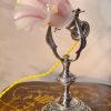lampe de marine bronze nickelé art nouveau, tulipe opaline t