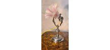 lampe de marine bronze nickelé art nouveau, tulipe opaline t