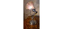 lampe de marine bronze nickelé art nouveau, tulipe opaline t