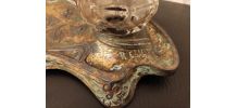 Encrier ancien signé Robert Elias – Laiton – Objet rare XIXᵉ