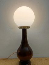 Lampe art déco bois et opaline 