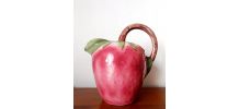 Pichet en barbotine fraise vintage 