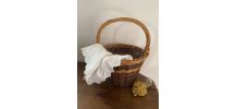 Panier rond en osier bicolore annees 80.