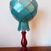 Lampe céramique et nacre bleu vintage 