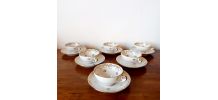 Six tasses dorées porcelaine de Limoges 