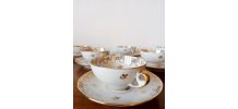 Six tasses dorées porcelaine de Limoges 