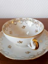 Six tasses dorées porcelaine de Limoges 