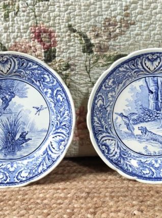 Assiettes de collection Delfts Boch (scènes de chasse)