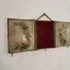 Miroir vintage 1900 triptyque barbier JB doré lie de vin - 3