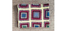 Couverture Granny crochetée à la main (135 x 100 cm) Années 