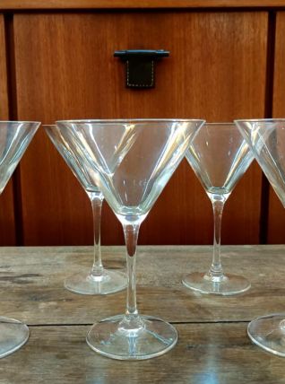 Six verres à cocktail martini Cristal d'Arques 