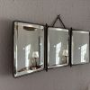 Miroir vintage 1930 triptyque barbier cristal biseauté- 25 x