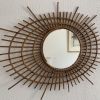 Miroir vintage 1960 soleil rotin style ORTF spirale oeil - 9