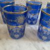 6 verres à thé marocains bleus et dorés.