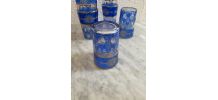 6 verres à thé marocains bleus et dorés.