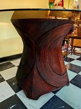 Table à manger marqueterie de rotin 
