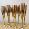 Service huit flûtes à champagne métal et laiton 1970 
