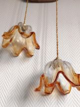 Duo suspension tulipes en verre de Murano 1970 
