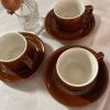 3 grandes tasses et sous-tasses bistrot.