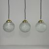 LOT 3 ANCIENNES SUSPENSIONS RONDES EN VERRE VINTAGE