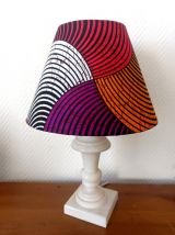Lampe albâtre abat-jour tissu Wax 