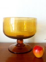 Grande coupe centre de table en verre bullé Biot 25 cm 